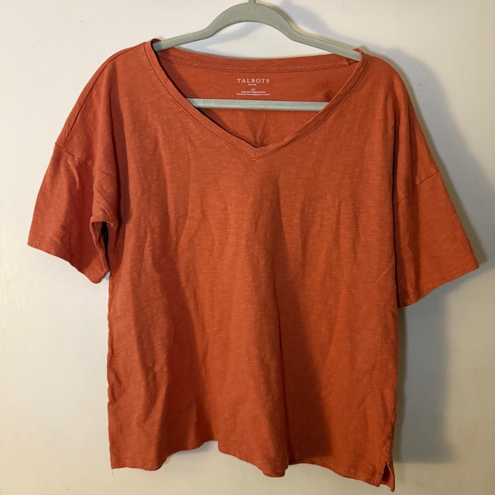 Talbots Cotton Women's Orange V-Neck Top